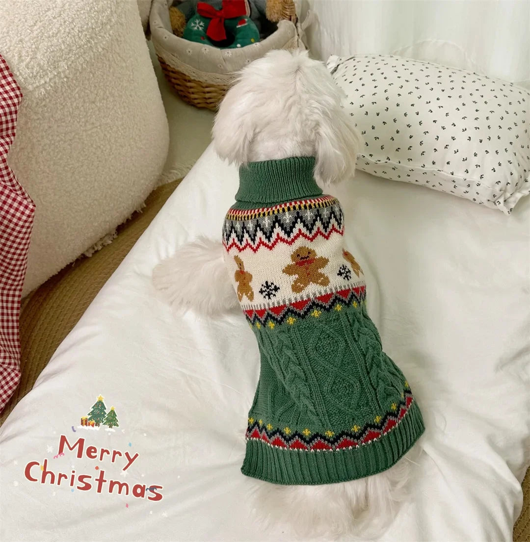 Dog Christmas Jumper – Gingerbread & Reindeer