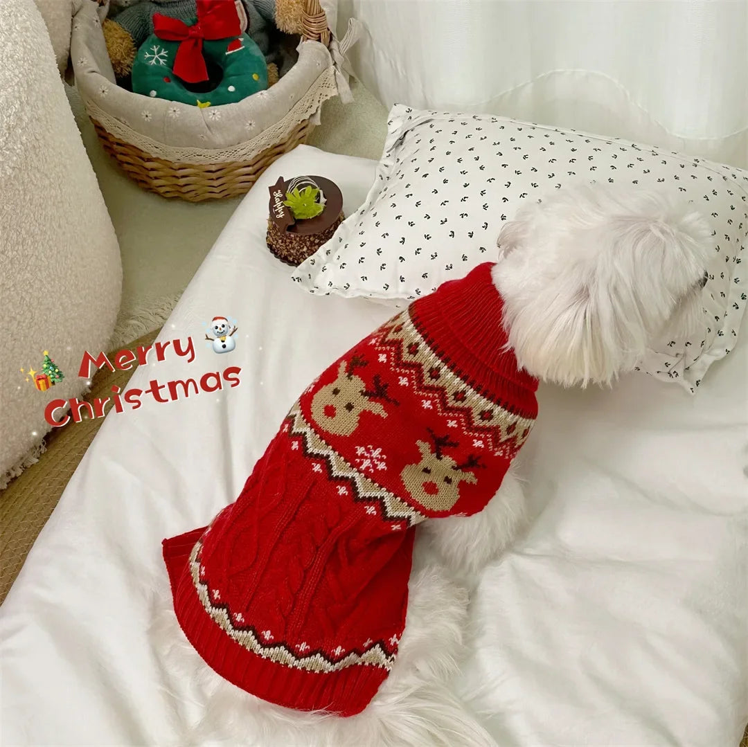 Dog Christmas Jumper – Gingerbread & Reindeer