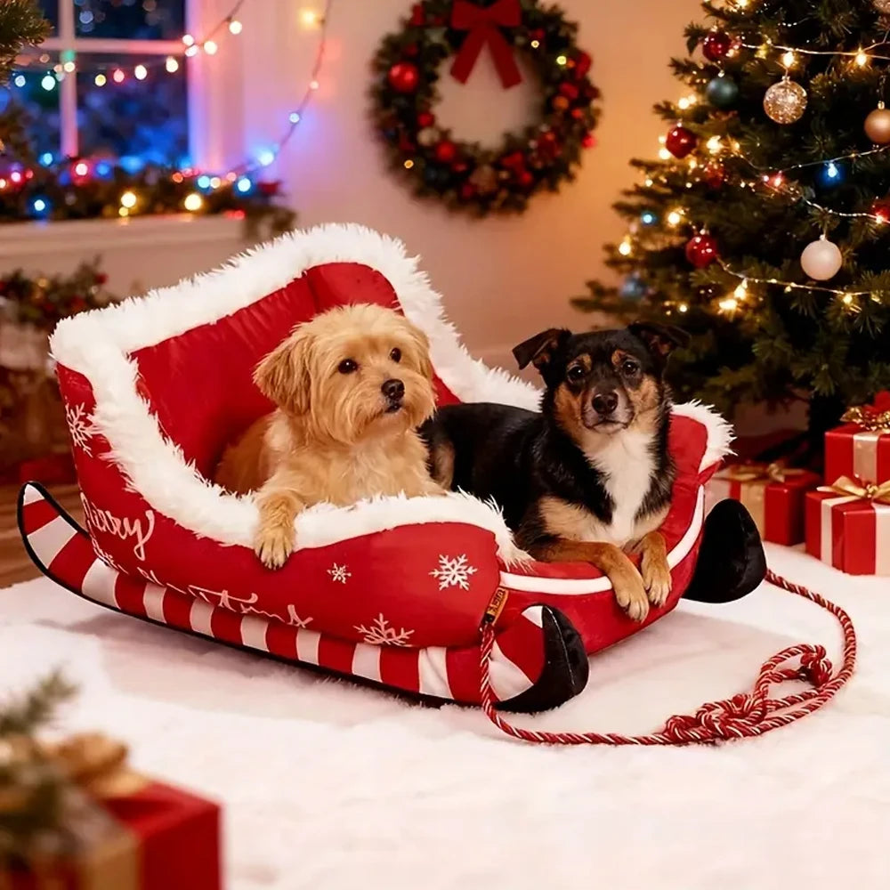 Christmas Dog Sleigh Bed