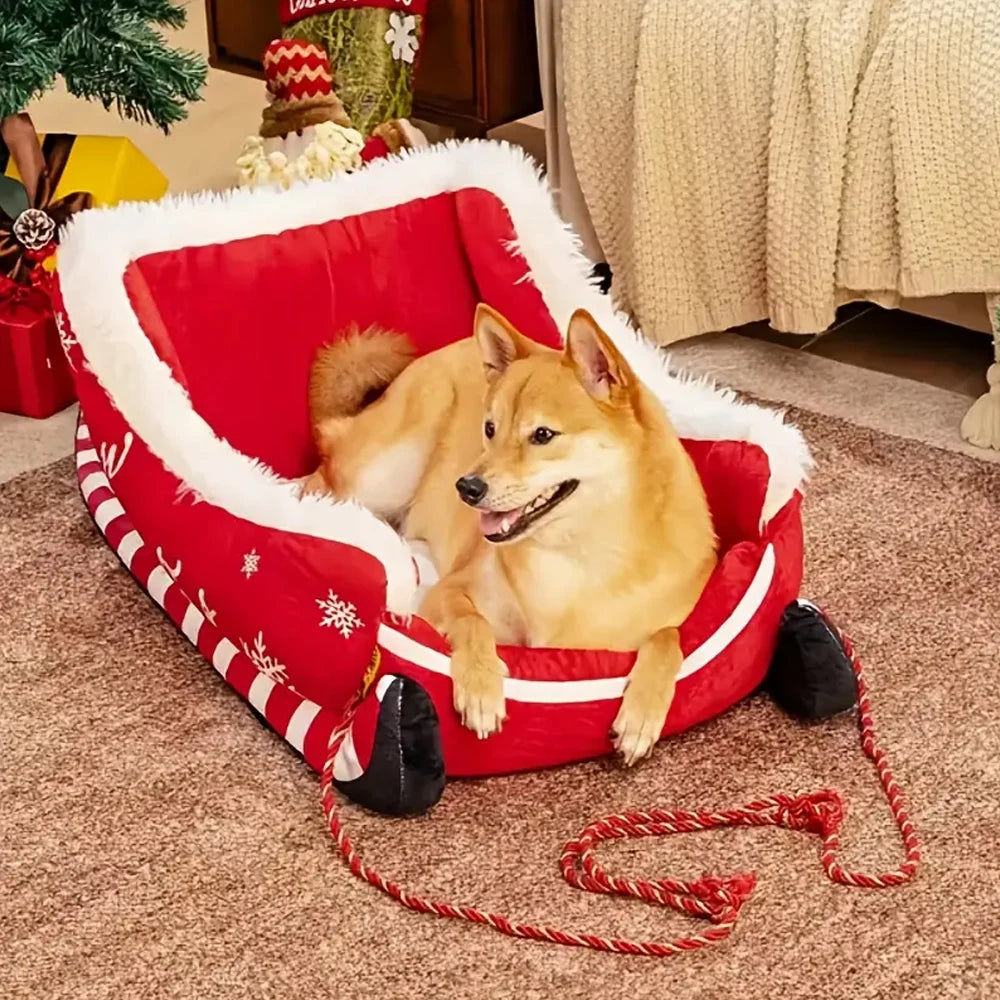 Christmas Dog Sleigh Bed