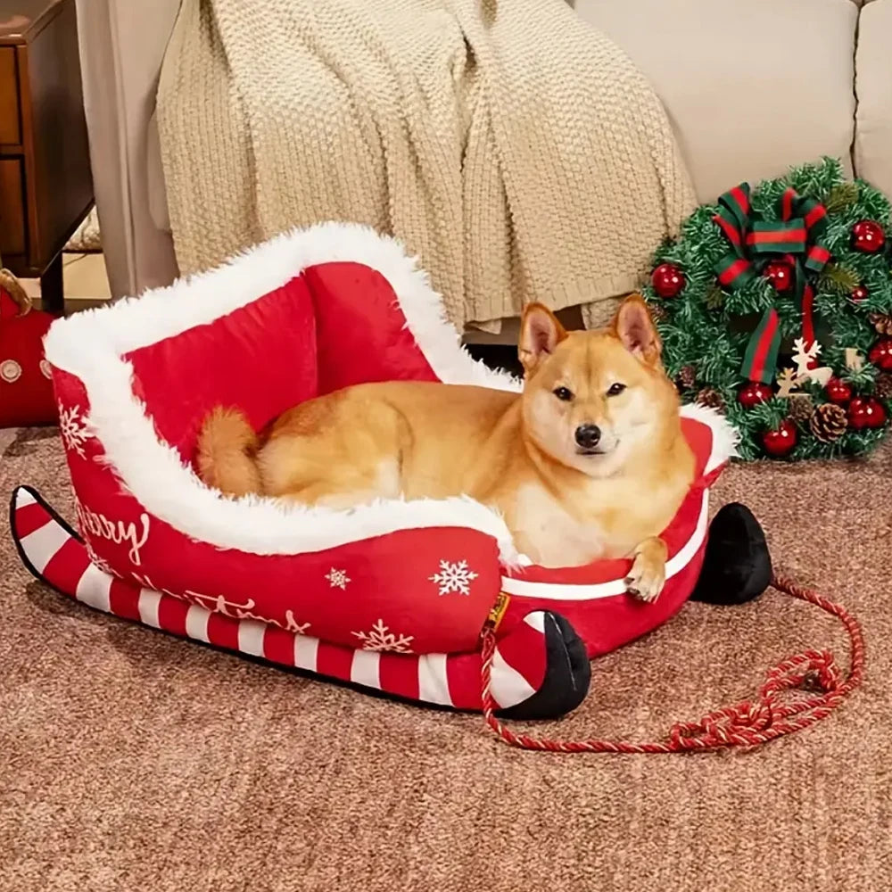 Christmas Dog Sleigh Bed